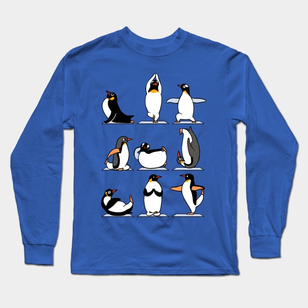 Penguin Yoga Long Sleeve T-Shirt by huebucket